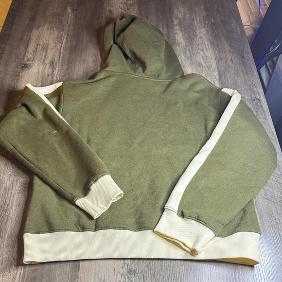 Monoprix Olive Green Hoodie with Pink Trim - Size M - Picture 5 of 5
